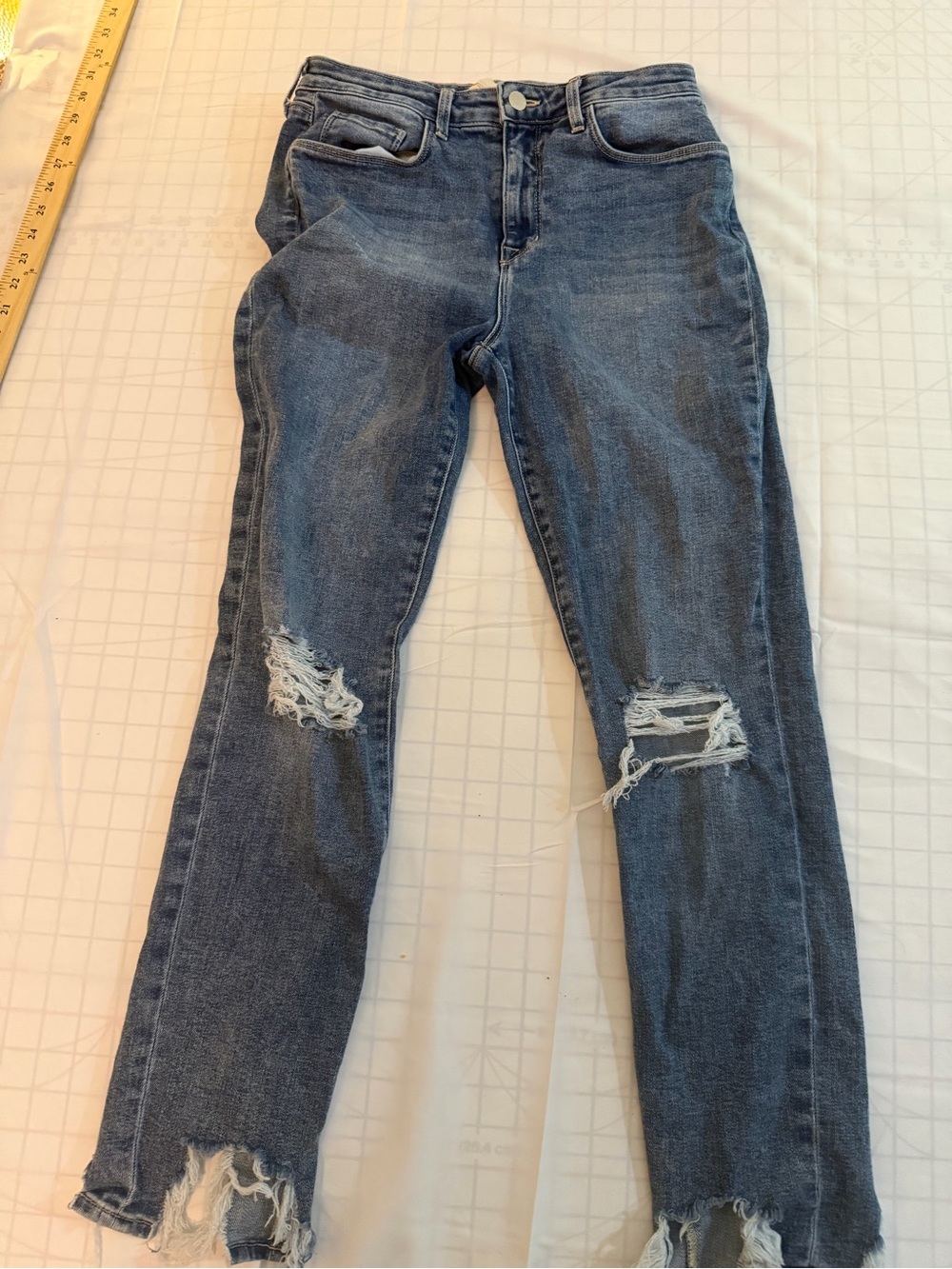 L'AGENCE Women's Dark Blue Distressed Skinny Jeans